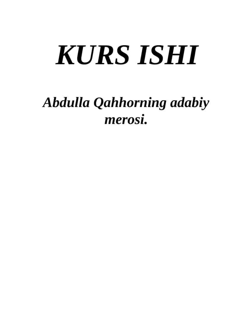 Abdulla Qahhorning adabiy merosi 1