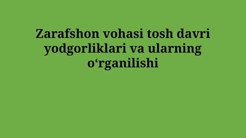 Zarafshon vohasi tosh davri yodgorliklari va ularning oʻrganilishi 1