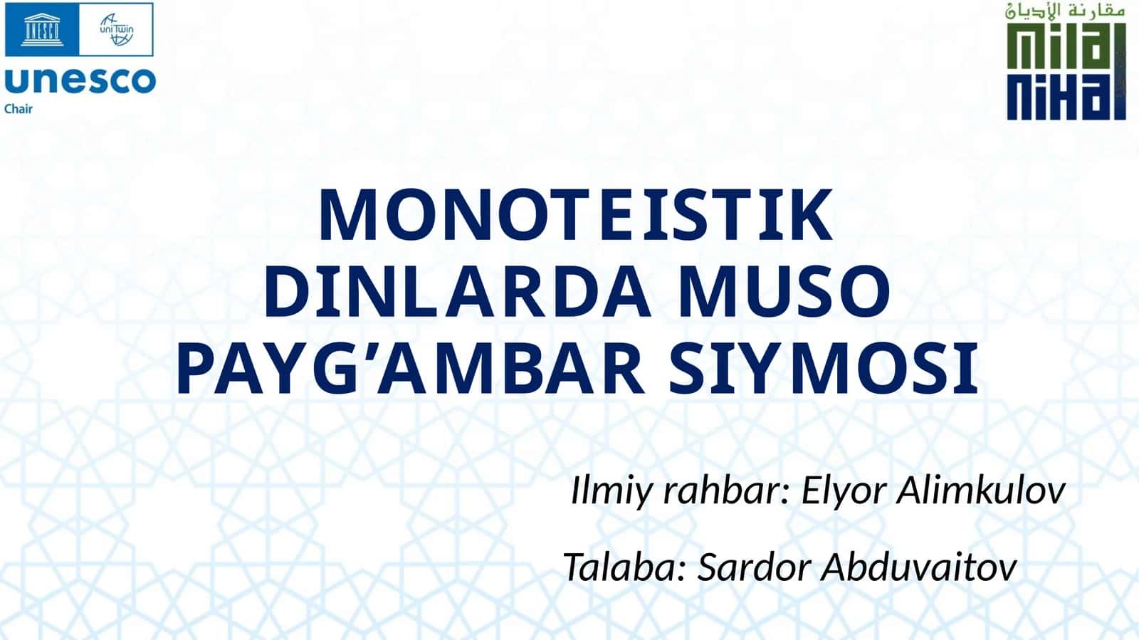 MONOTEISTIK DINLARDA MUSO PAYG’AMBAR SIYMOSI 1