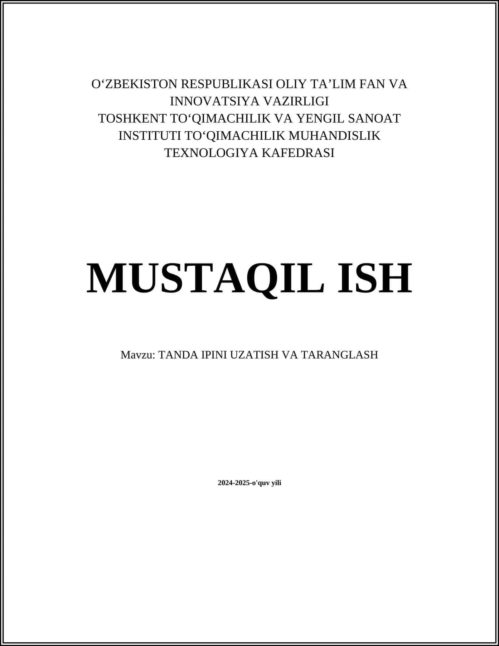 TANDA IPINI UZATISH VA TARANGLASH 1
