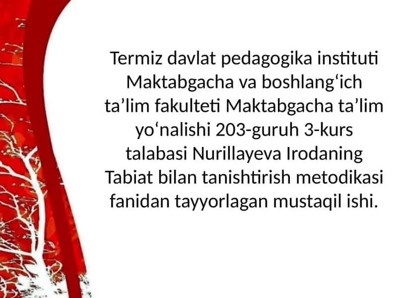 Tabiat bilan tanishtirish metodikasi 1