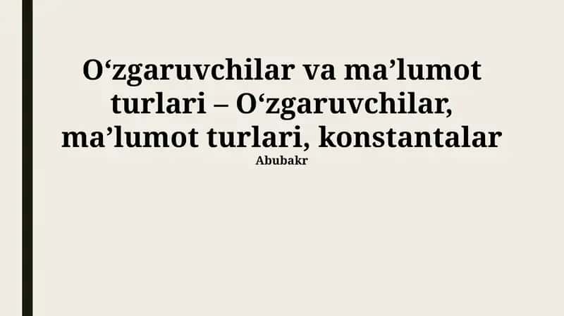Ma'lumot turlari 1