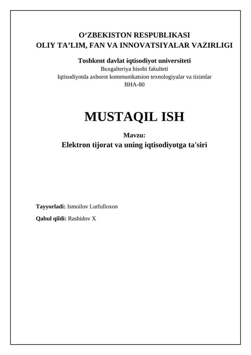 Elektron tijoratning iqtisodiyotga ta'siri 1