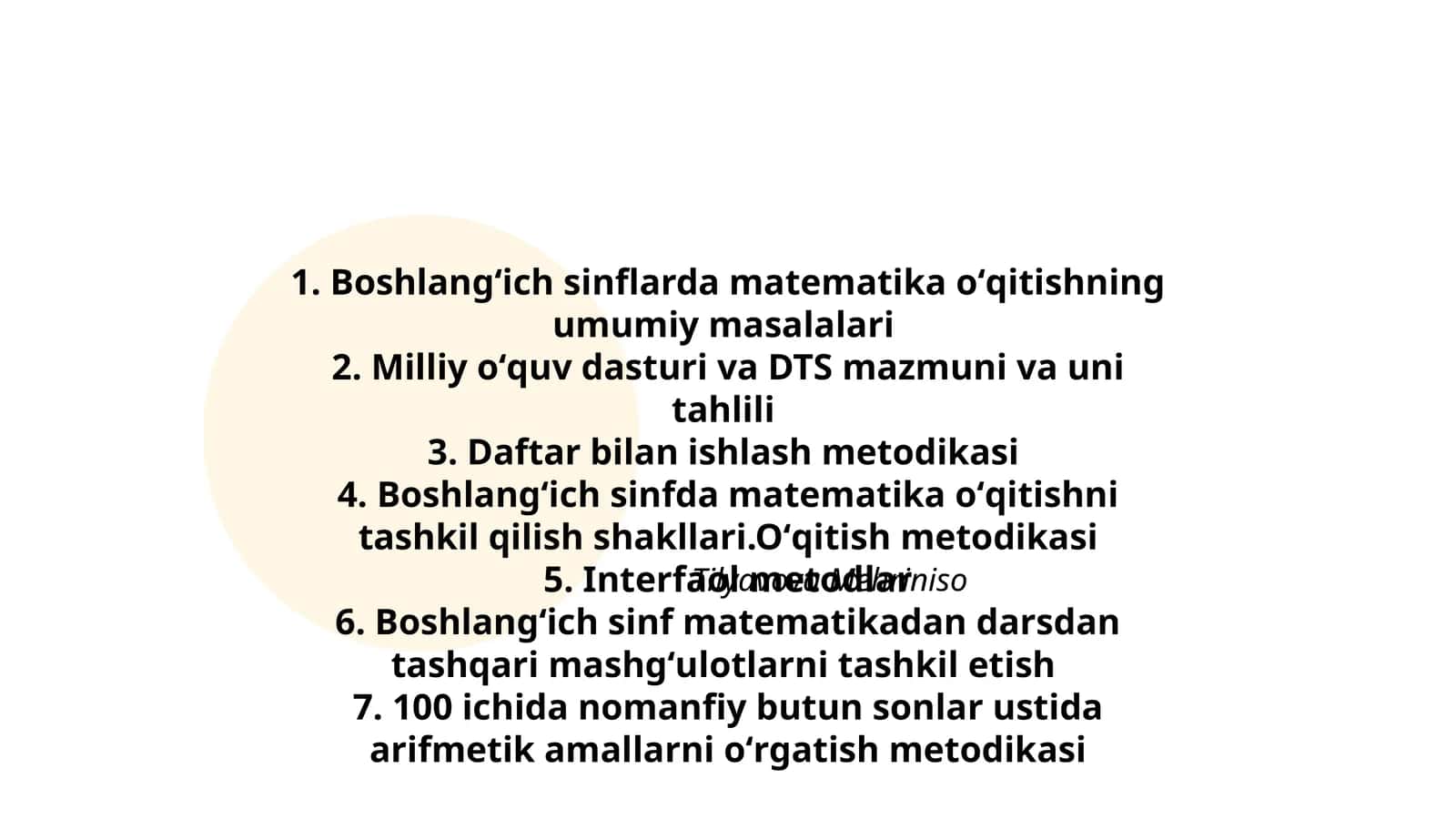 Boshlangʻich sinflarda matematika oʻqitishning umumiy masalalari 1
