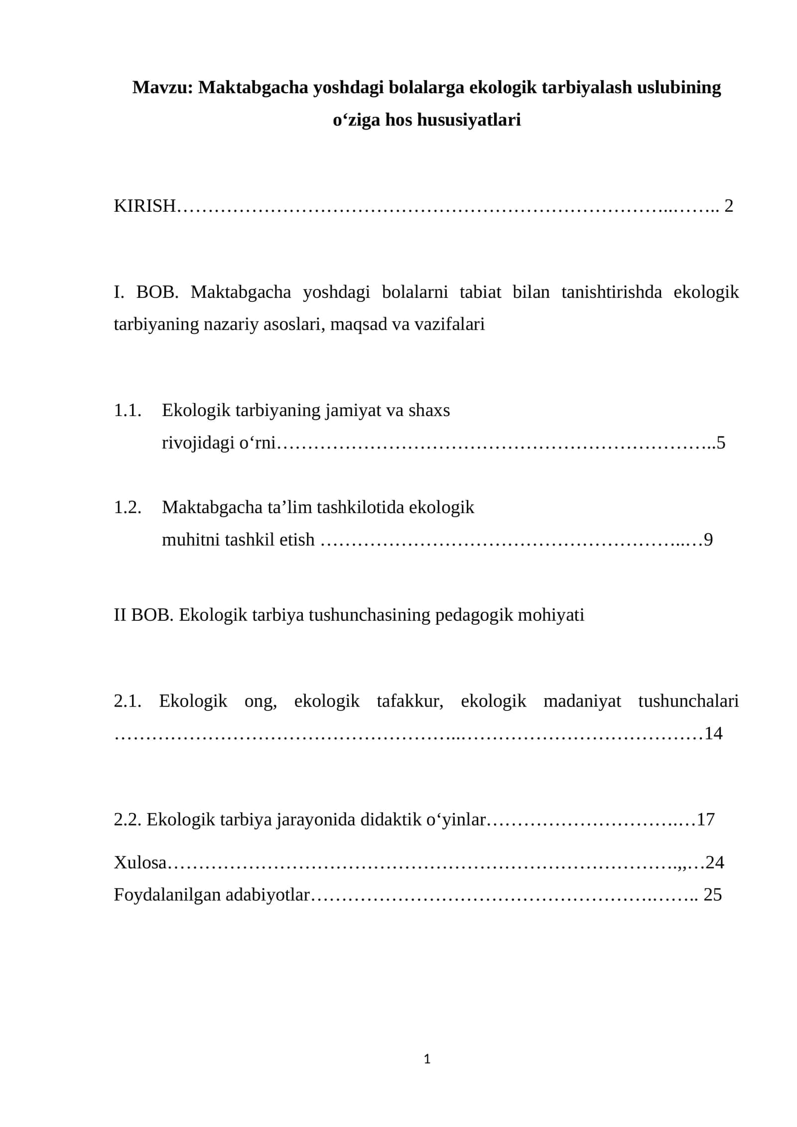 Maktabgacha yoshdagi bolalarga ekologik tarbiyalash uslubining o‘ziga hos hususiyatlari 1