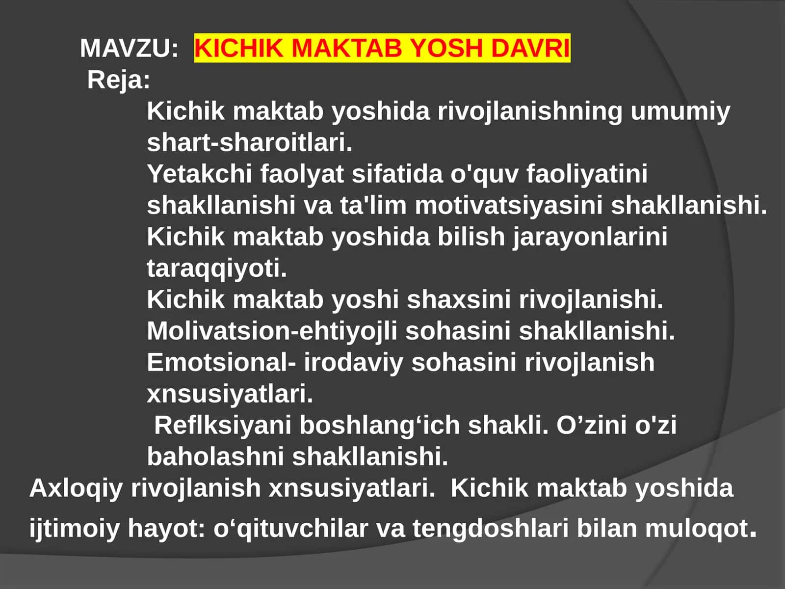 KICHIK MAKTAB YOSH DAVRI 1