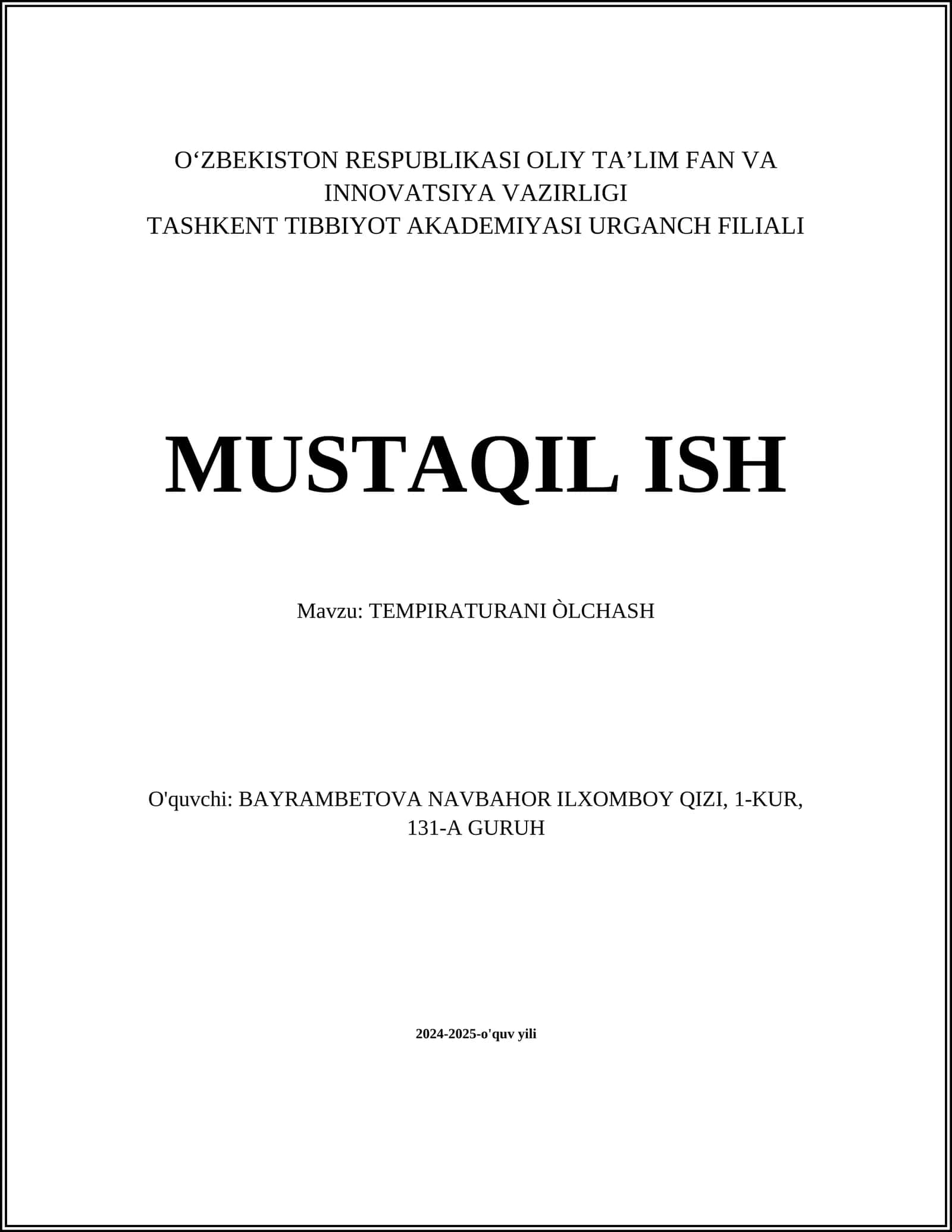 TEMPIRATURANI ÒLCHASH 1