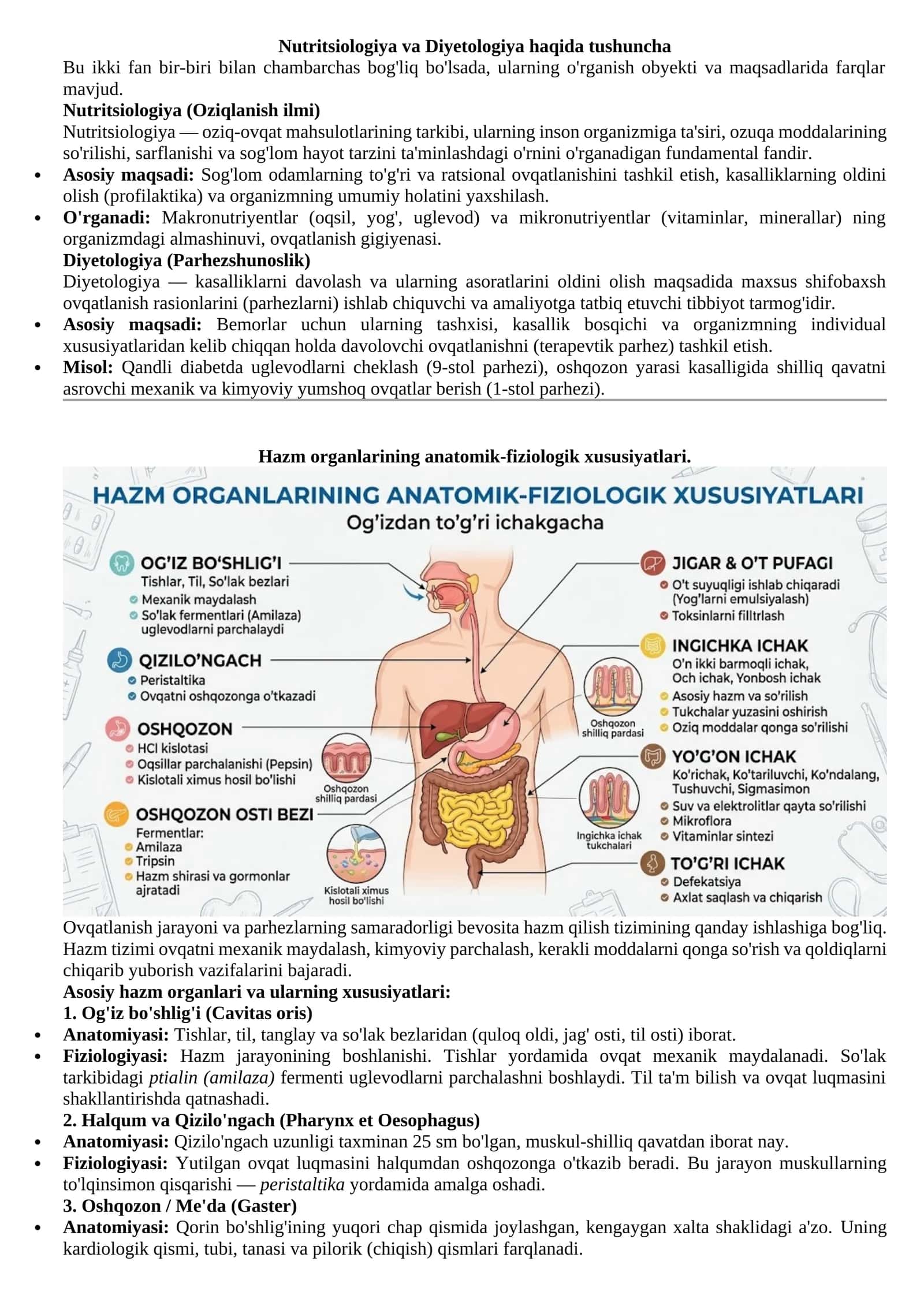Nutritsiologiya va Diyetologiya haqida tushuncha 1