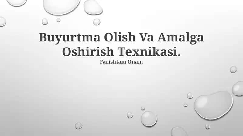 Buyurtma Olish Va Amalga Oshirish Texnikasi 1