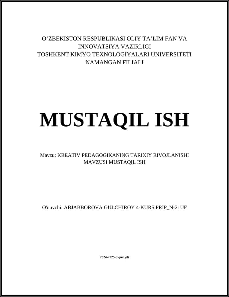 KREATIV PEDAGOGIKANING TARIXIY RIVOJLANISHI 1