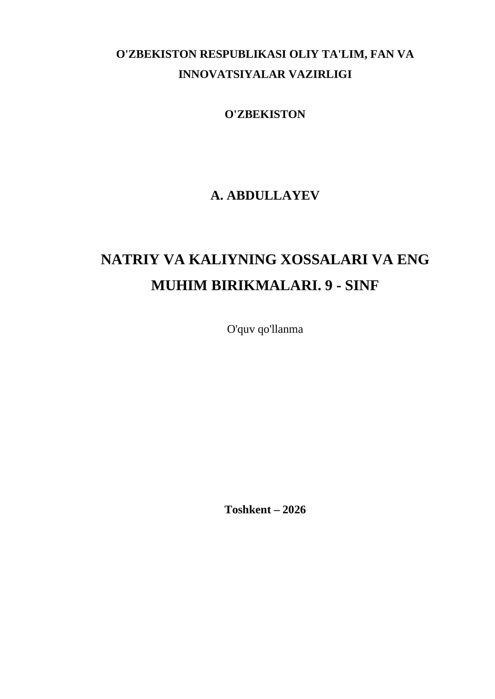 NATRIY VA KALIYNING XOSSALARI VA ENG MUHIM BIRIKMALARI. 9 - SINF 1
