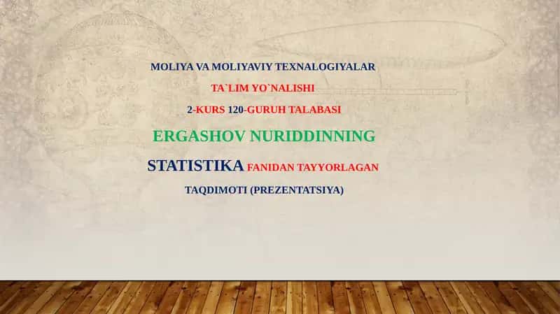Moliya bozori statistikasi 1