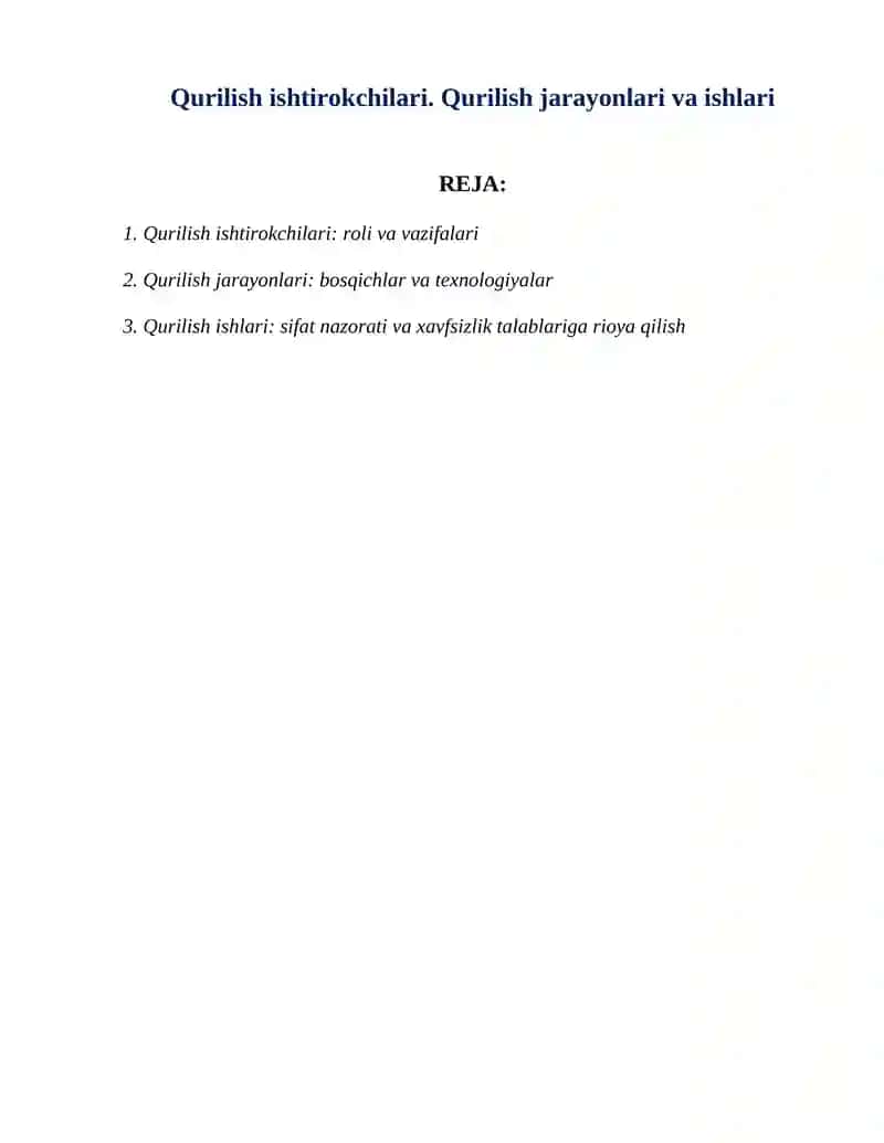Qurilish ishtirokchilari