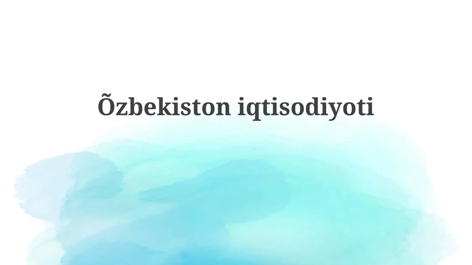 O'zbekiston iqtisodiyotining umumiy ko'rinishi 1