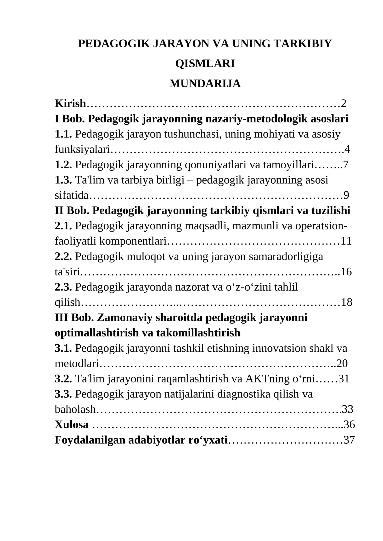 PEDAGOGIK JARAYON VA UNING TARKIBIY QISMLARI 1
