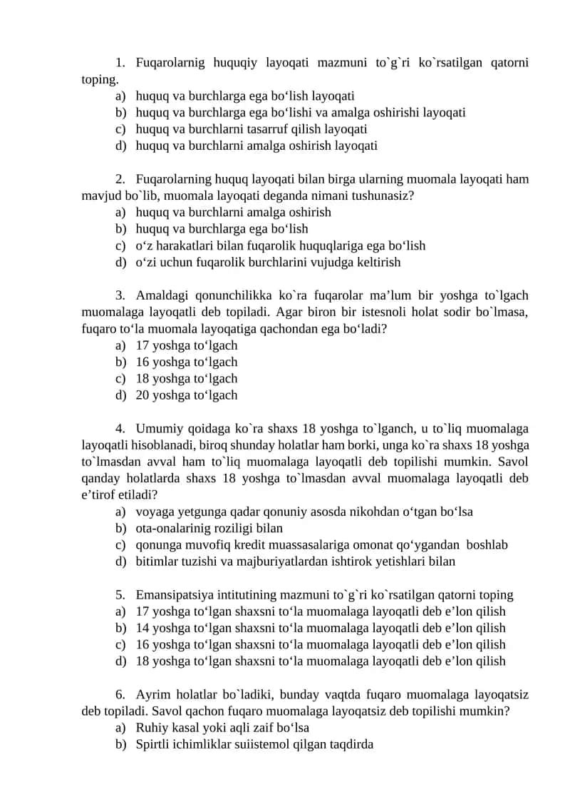 Fuqarolarning huquqiy layoqati 1