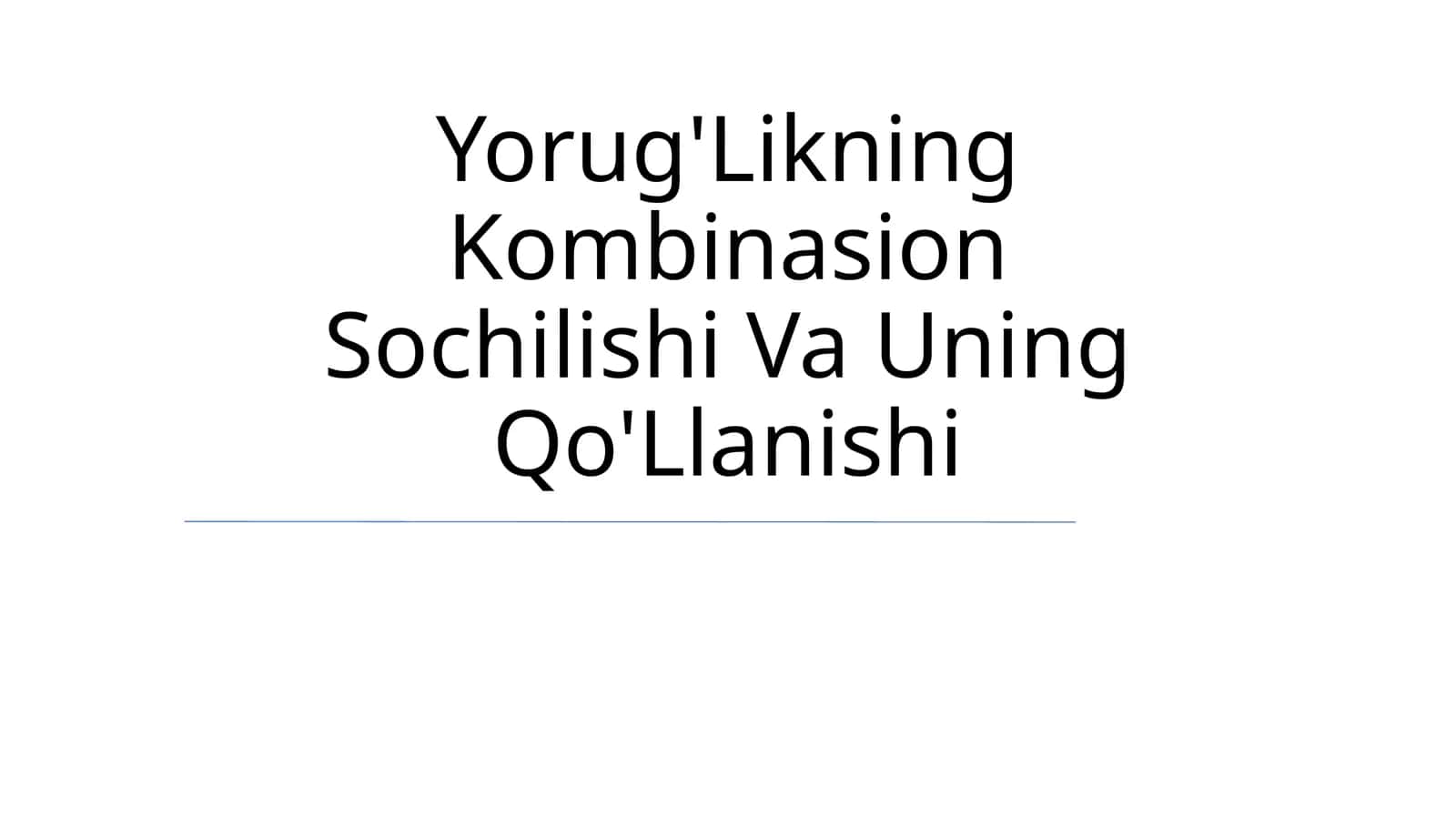 Yorug'Likning Kombinasion Sochilishi Va Uning Qo'Llanishi 1