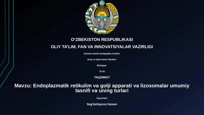 Endoplazmatik retikulim va golji apparati va lizosomalar 1