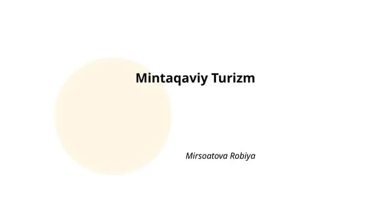 Mintaqaviy Turizm 1