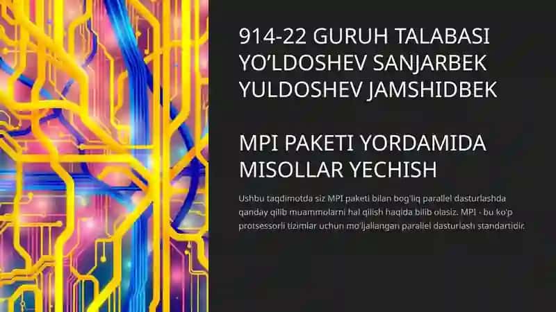 MPIPAKETI YORDAMIDA MISOLLAR YECHISH