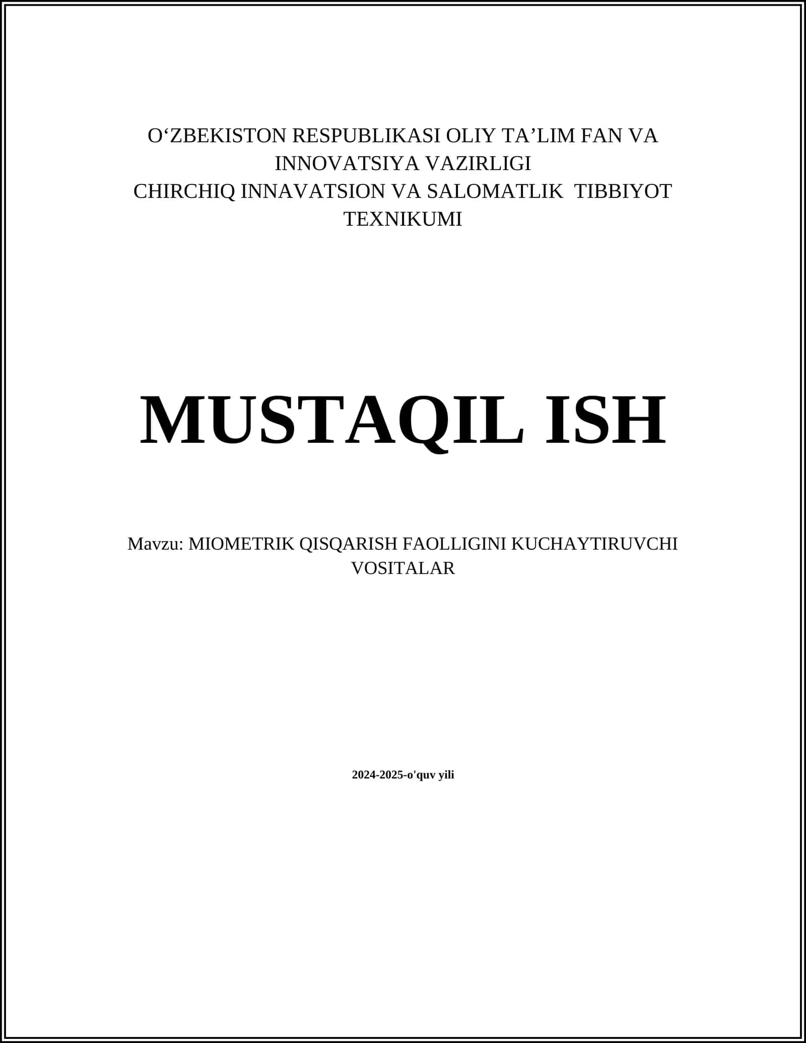 MIOMETRIK QISQARISH FAOLLIGINI KUCHAYTIRUVCHI VOSITALAR 1