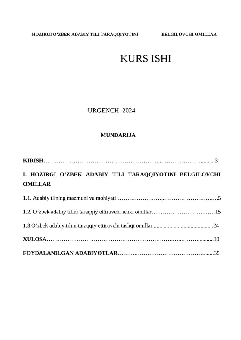 HOZIRGI O’ZBEK ADABIY TILI TARAQQIYOTINI BELGILOVCHI OMILLAR 1