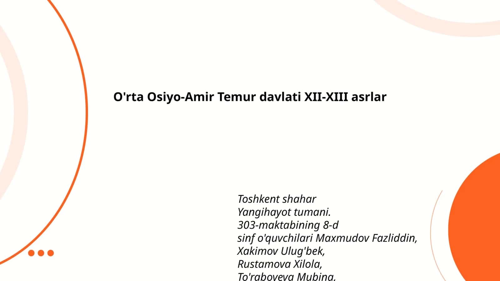 O'rta Osiyo-Amir Temur davlati XII-XIII asrlar 1