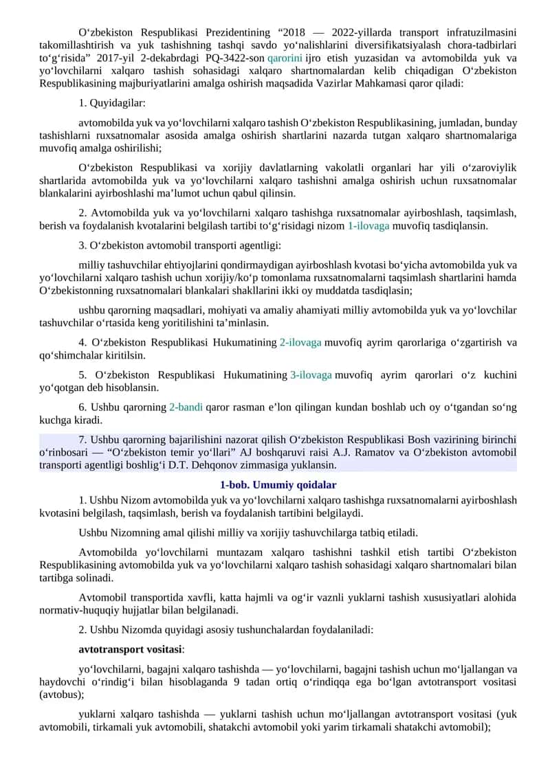 Transport infratuzilmasini takomillashtirish va yuk tashishning tashqi savdo yo‘nalishlari 1
