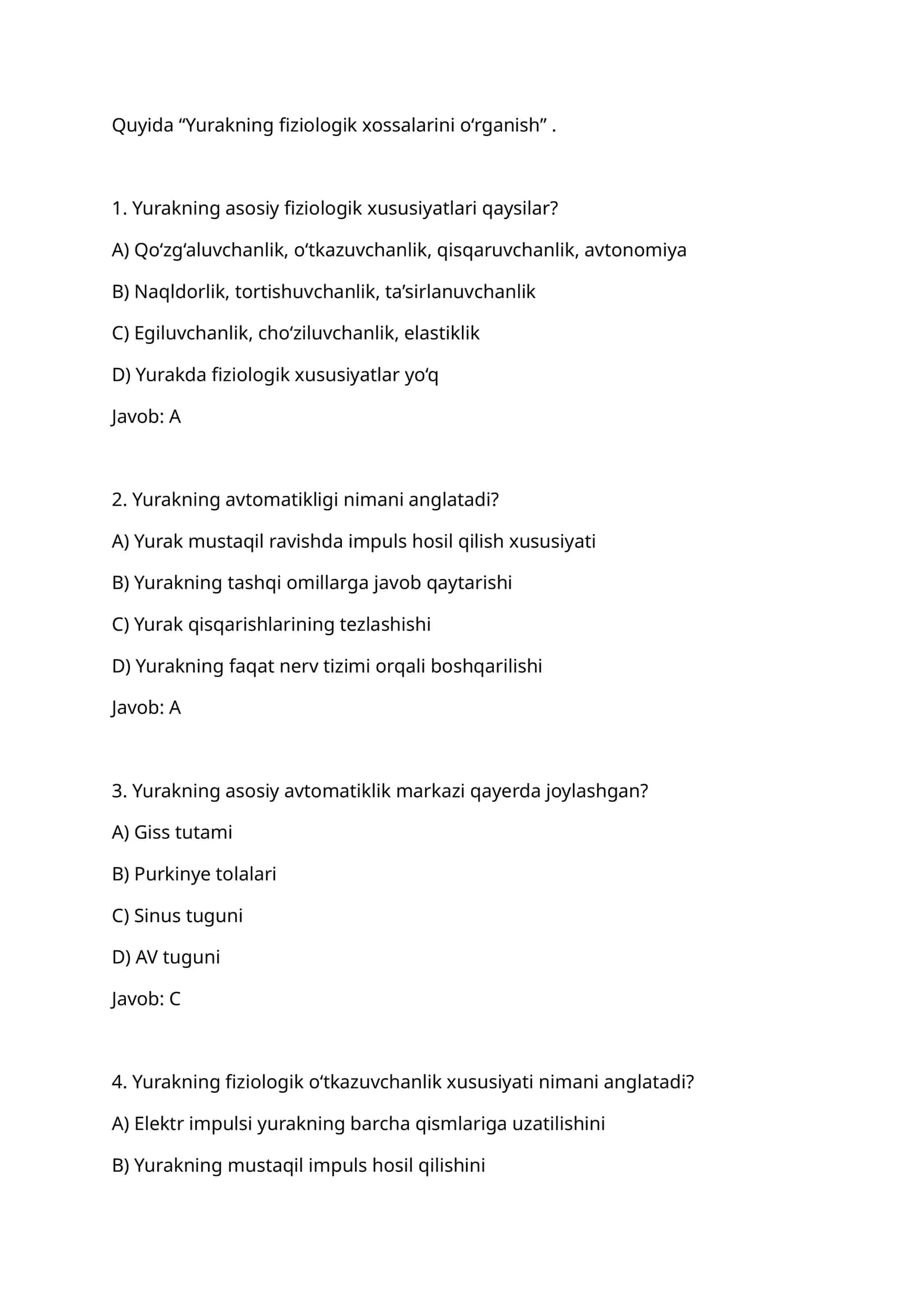Yurakning fiziologik xossalarini o‘rganish 1