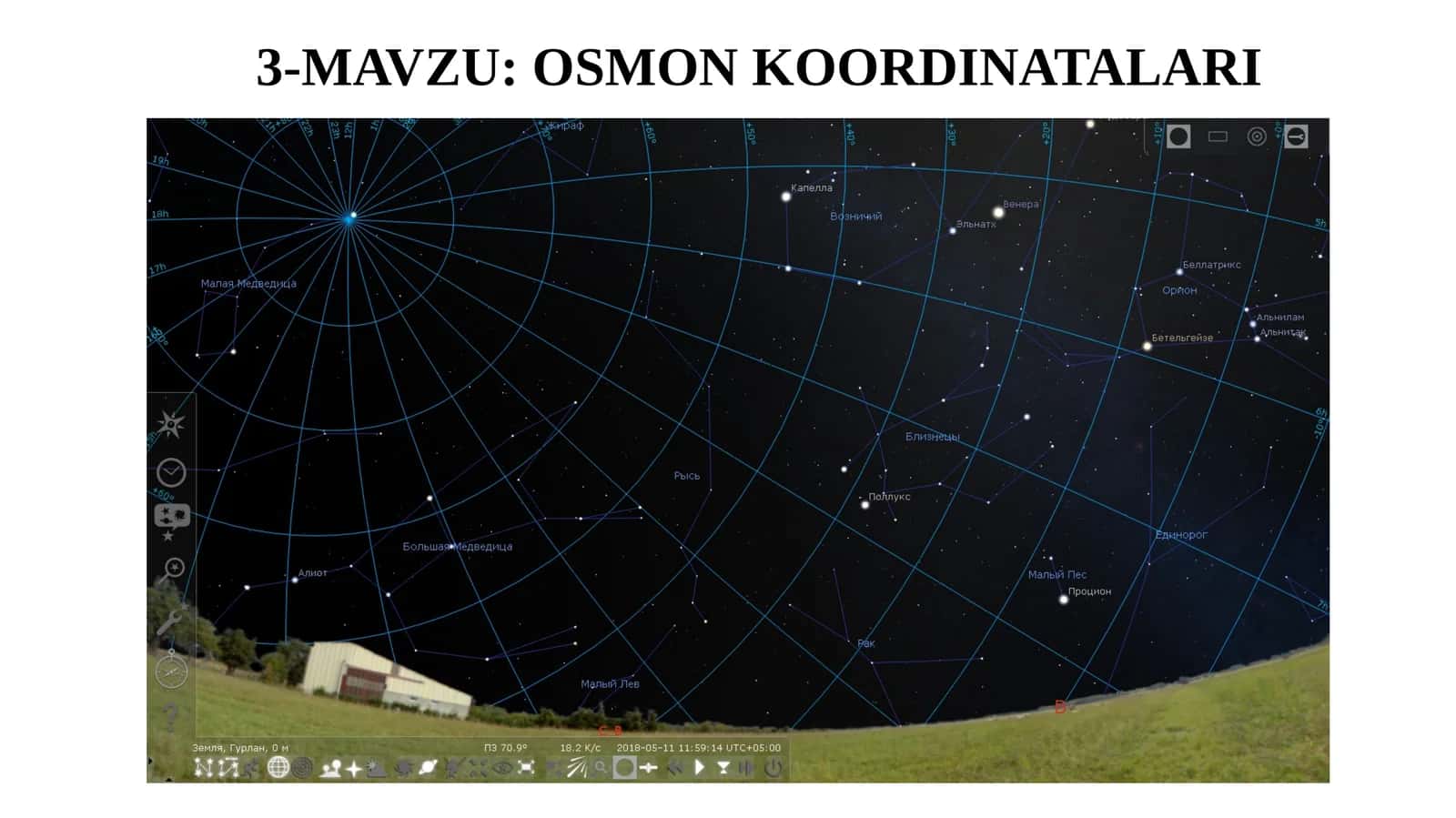11-sinf Astronomiya dars ishlanma. Osmon koordinatalari 1
