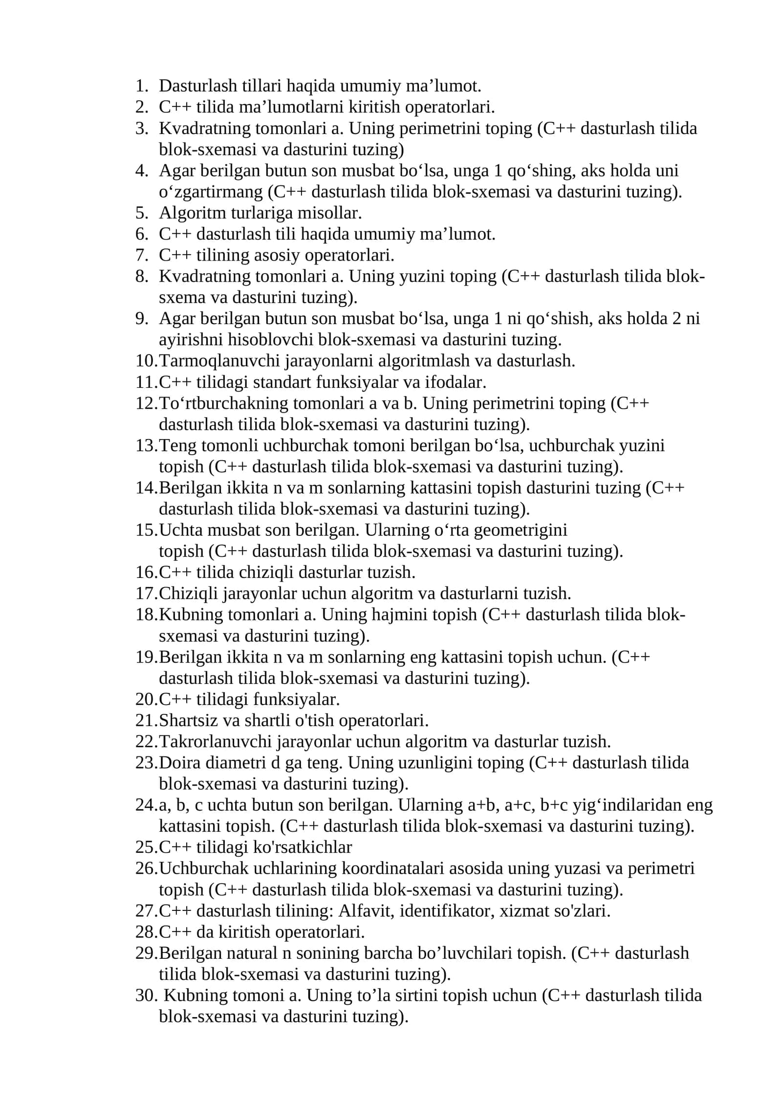 C++ dasturlash tili haqida umumiy ma’lumot 1