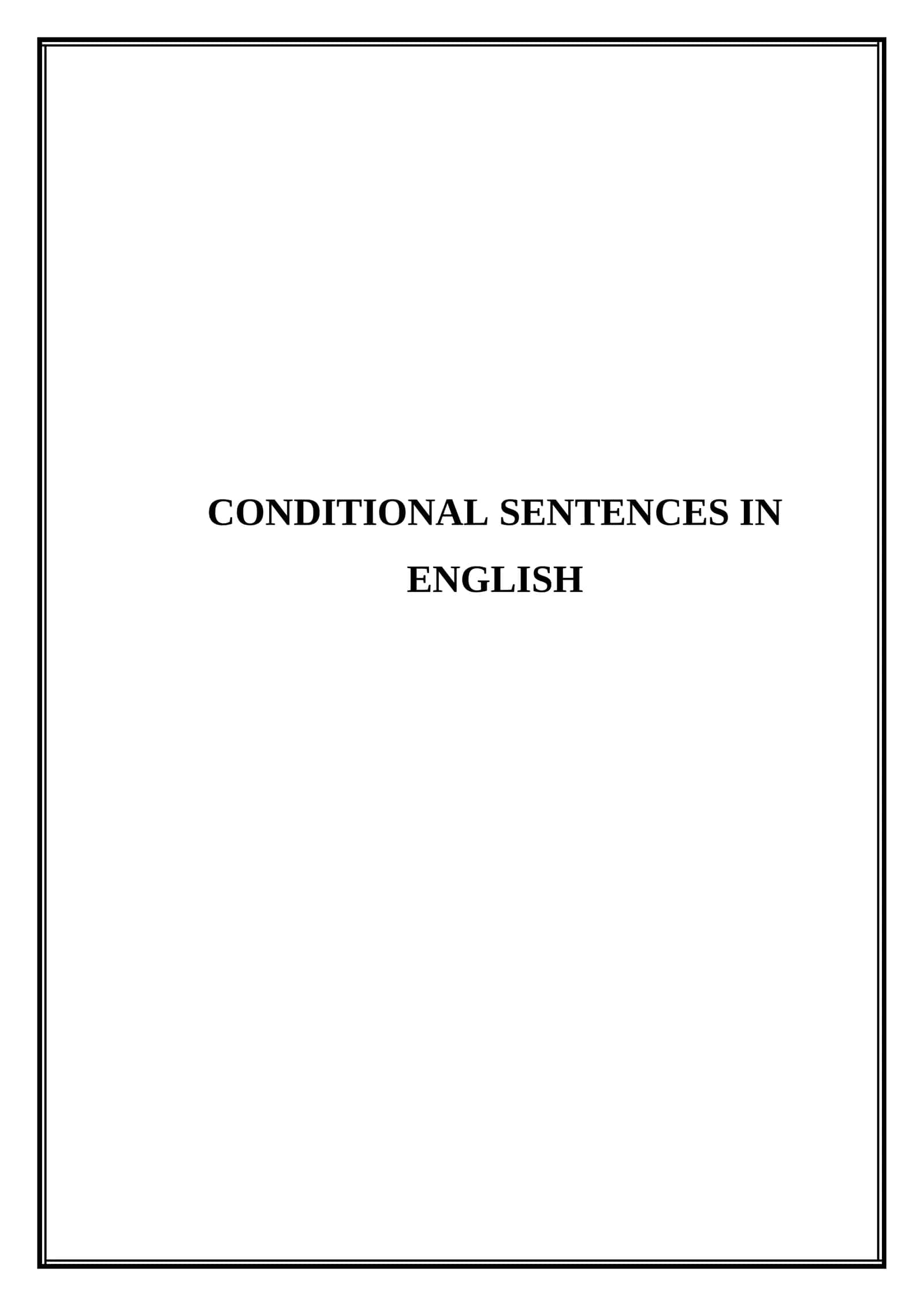Conditional sentences in english 1