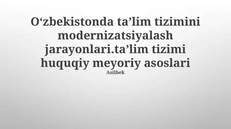 Huquqiy Islohotlar va Siyosat O'zgarishlari 1