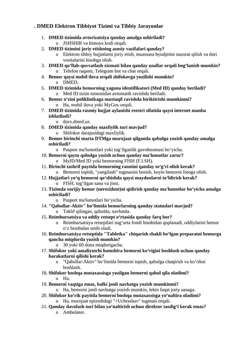 DMED Elektron Tibbiyot Tizimi va Tibbiy Jarayonlar 2025 eng songisi 1