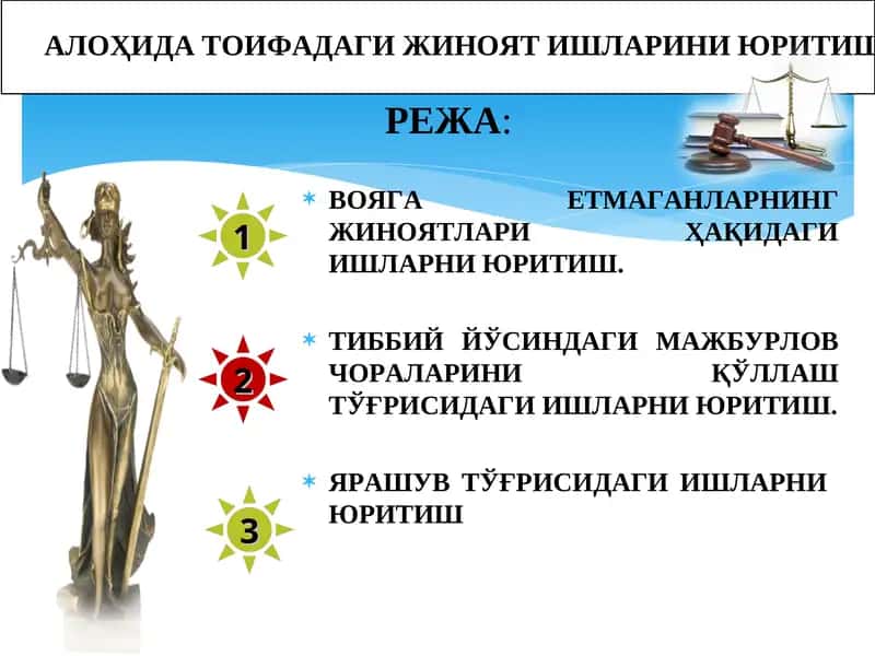 ВОЯГА ЕТМАГАНЛАРНИНГ ЖИНОЯТЛАРИ ҲАҚИДАГИ ИШЛАРНИ ЮРИТИШ 1