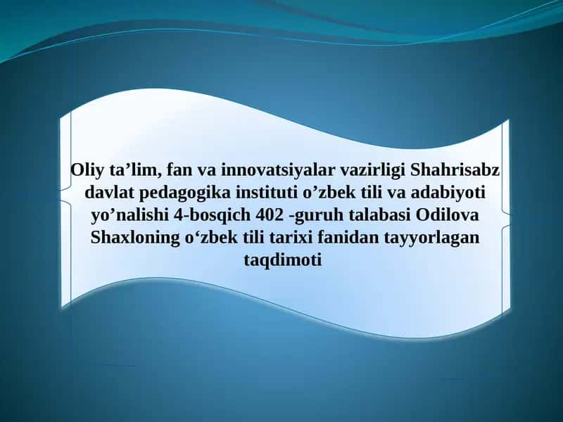 O‘zbek tilining o‘rganilishi 1