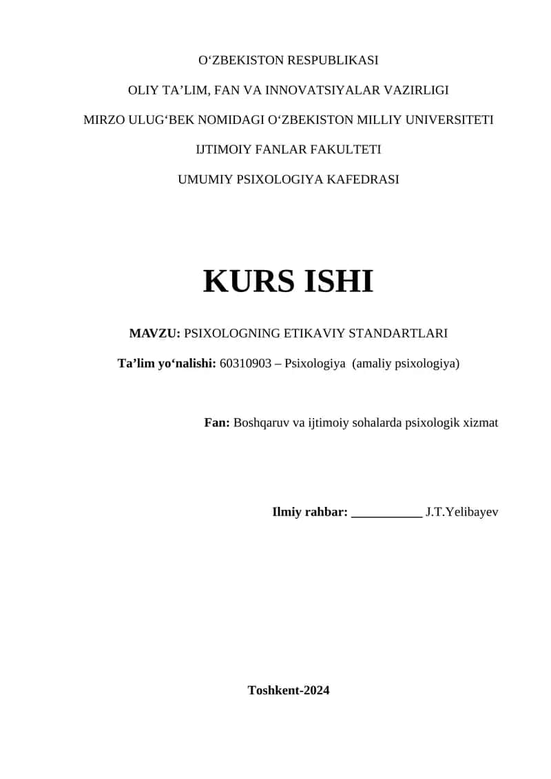 PSIXOLOGNING ETIKAVIY STANDARTLARI 1