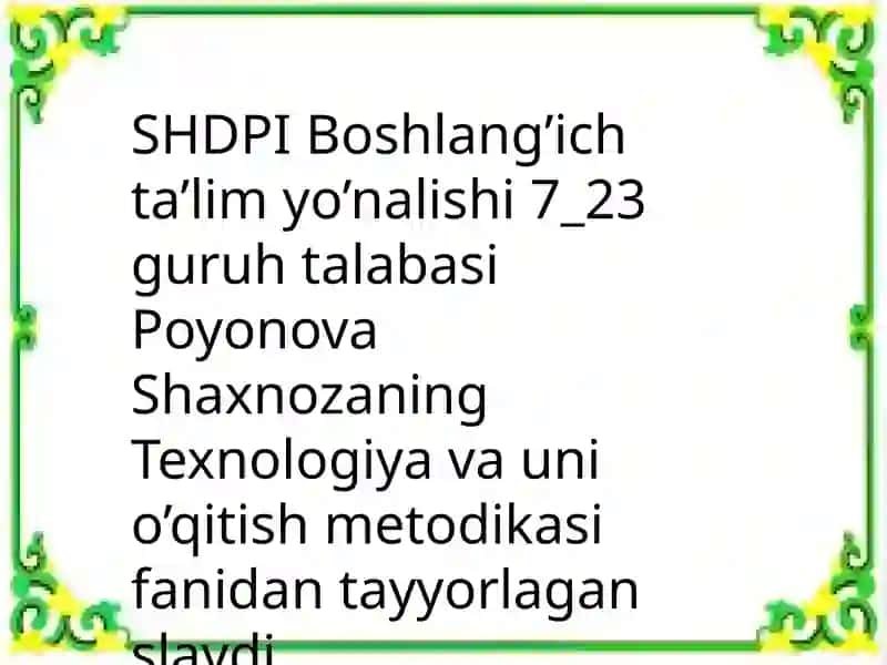 Tabiiymateriallar bilan ishlash darslari