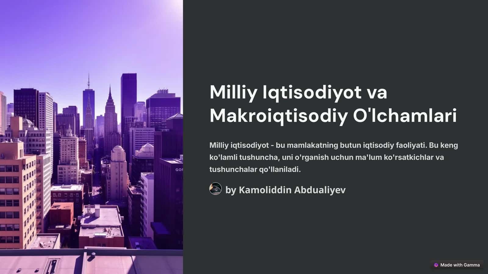 Milliy Iqtisodiyot va Makroiqtisodiy O'lchamlari 1