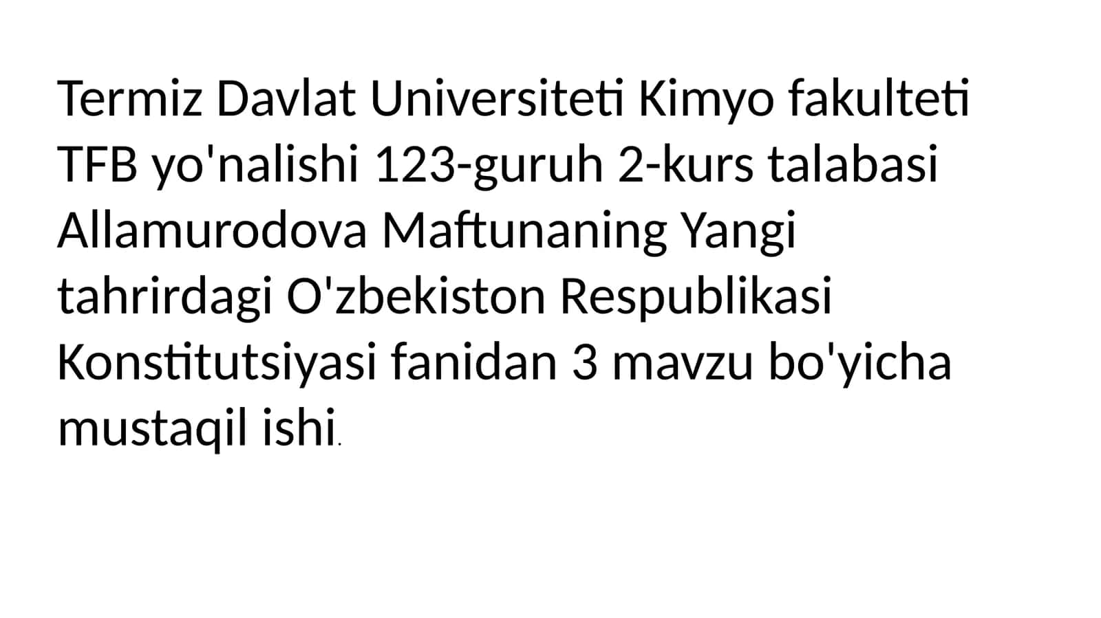 O‘zbekiston Respublikasi Konstitutsiyasidagi Inson Huquq va Erkinliklariga Doir Mavzular 1