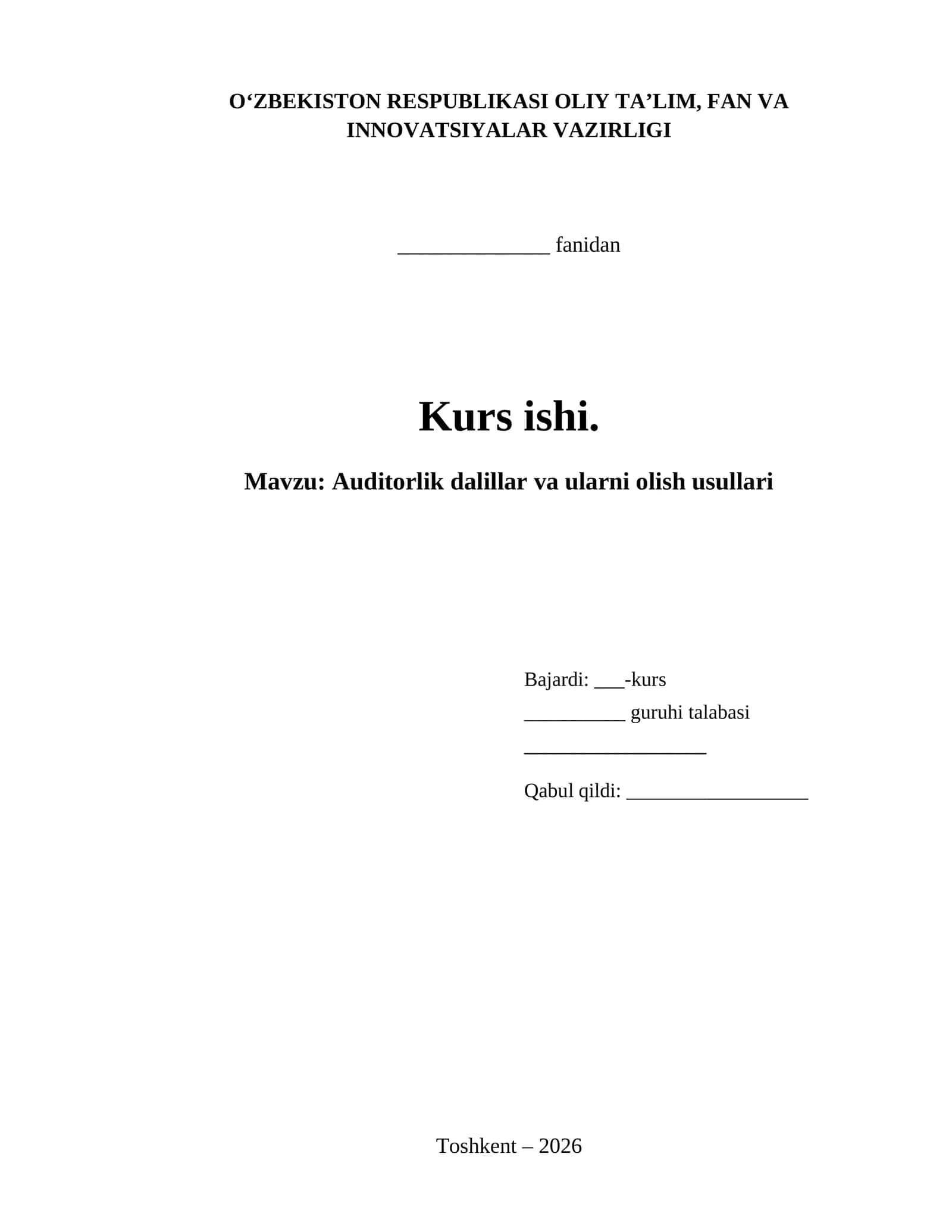Auditorlik dalillar va ularni olish usullari 1