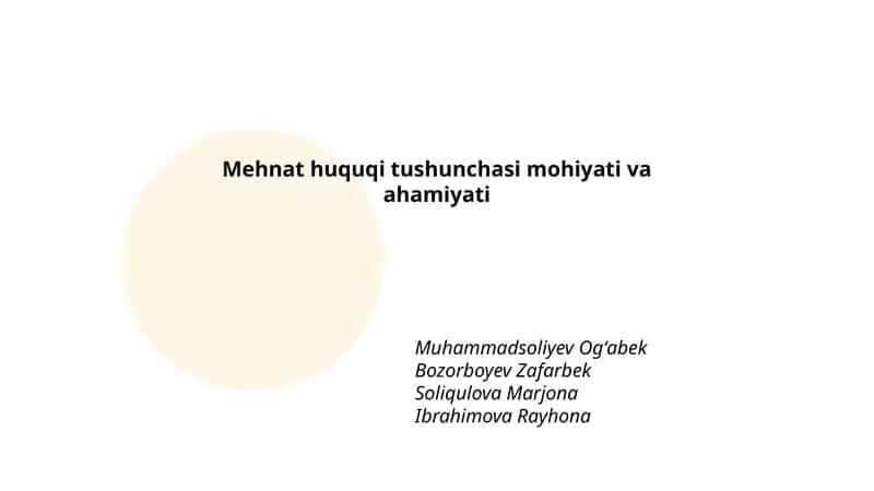 Mehnat huquqi tushunchasi mohiyati va ahamiyati 1