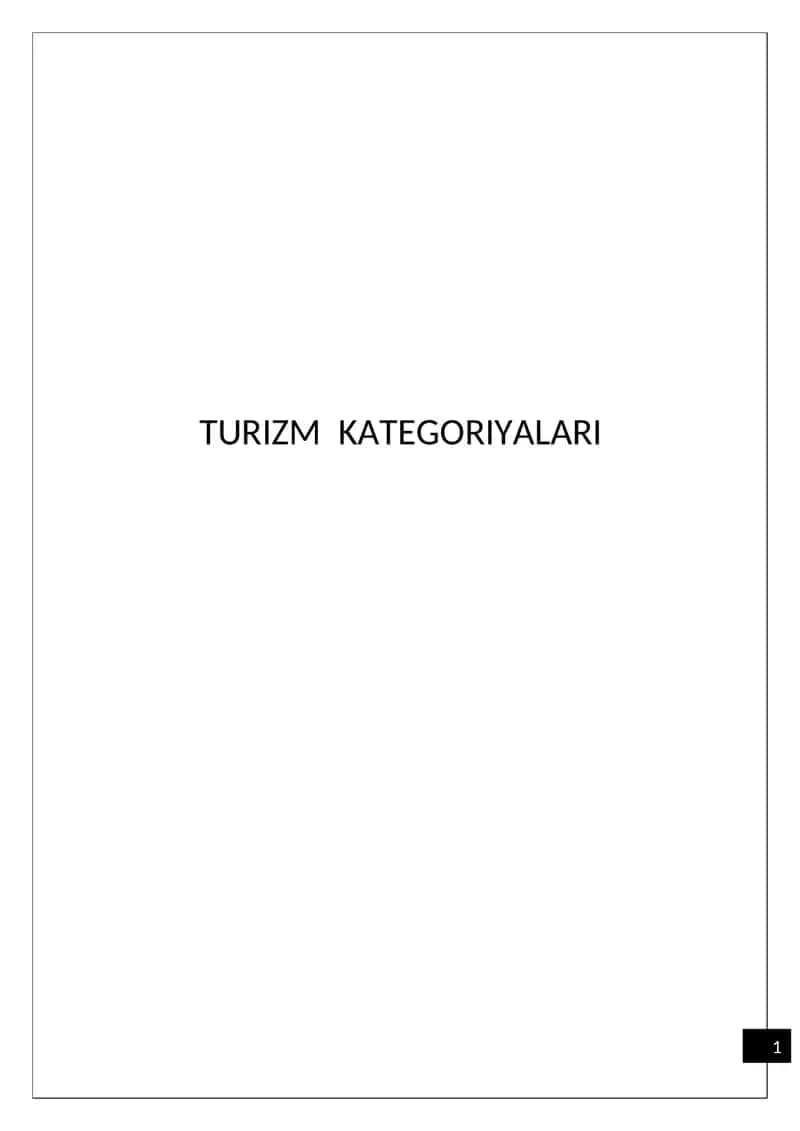 Turizm Kategoriyalari 1