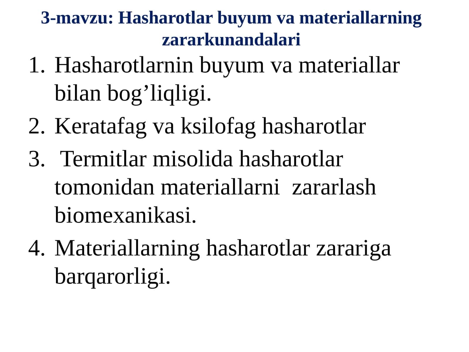 Hasharotlar buyum va materiallarning zarar kunandalari 1
