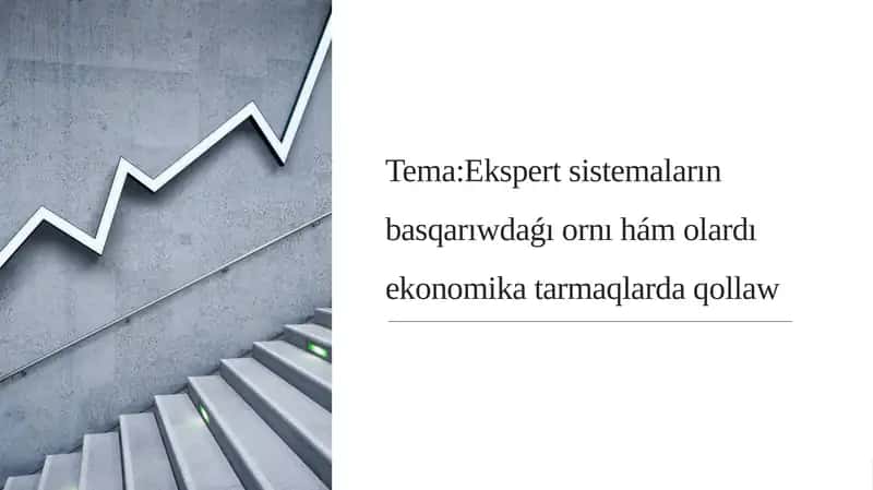 Ekspert sistemaların basqarıwdaǵı ornı hám olardı ekonomika tarmaqlarda qollaw 1