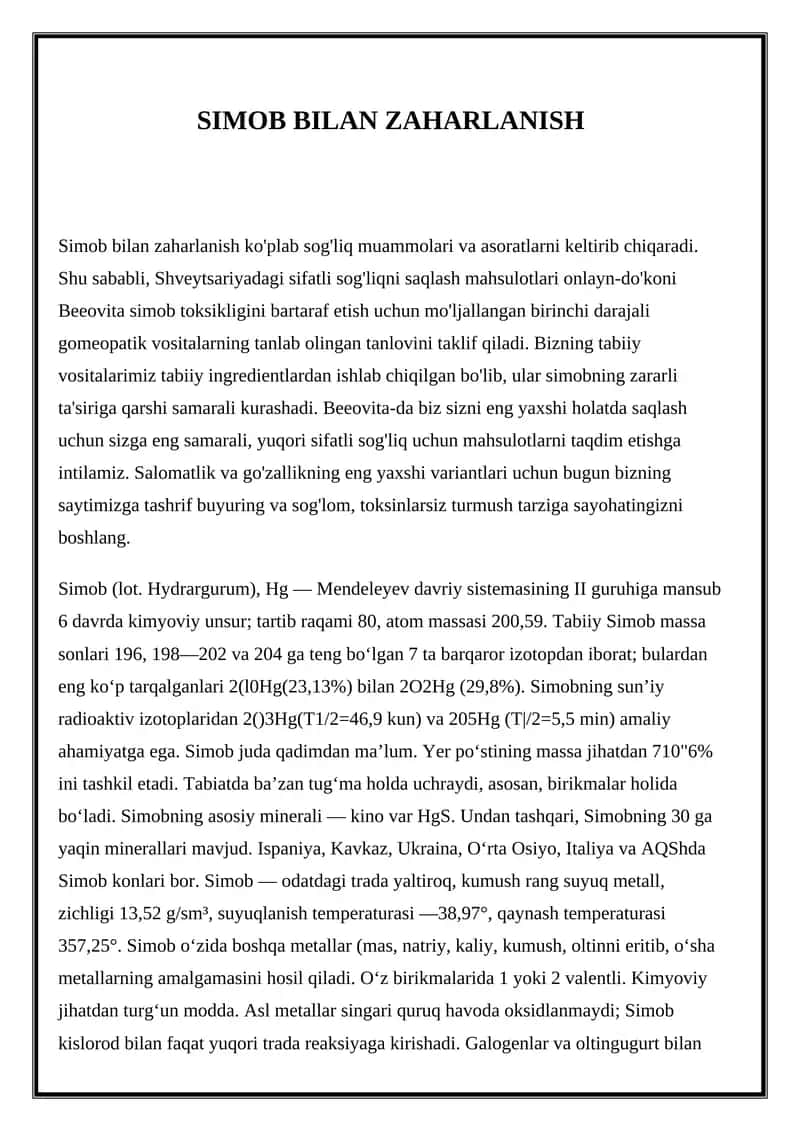 SIMOB BILAN ZAHARLANISH 1