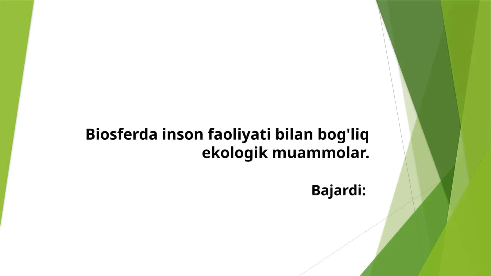 Biosferada inson faoliyati bilan bog'liq ekologik muammolar 1