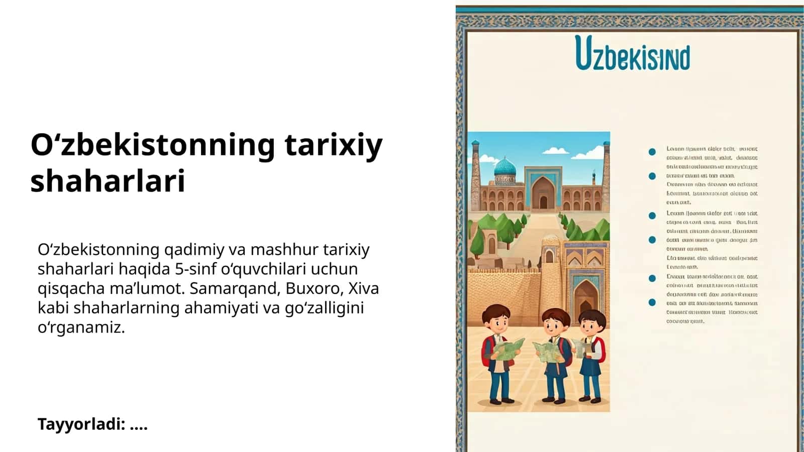 O‘zbekistonning tarixiy shaharlari 1