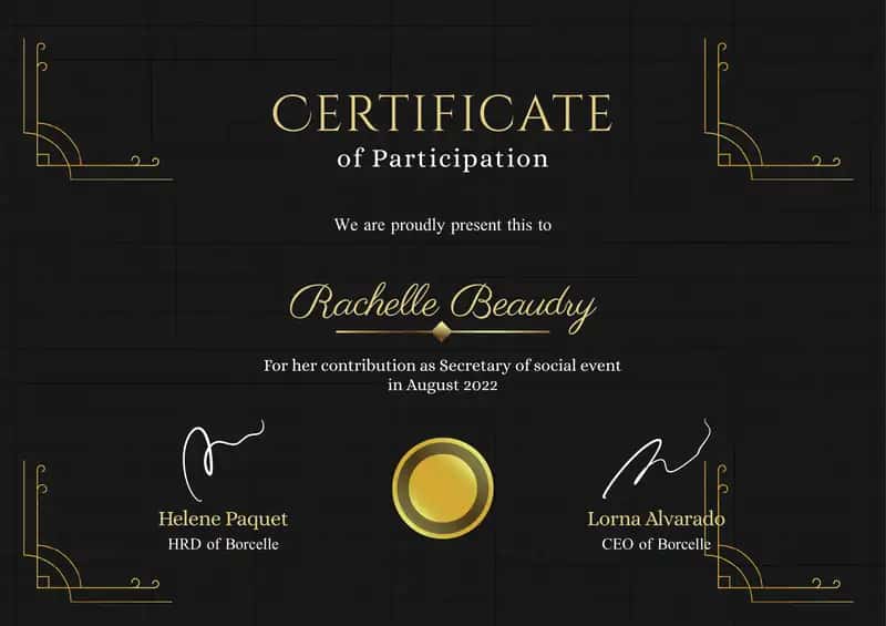 Certificate of Participation 1