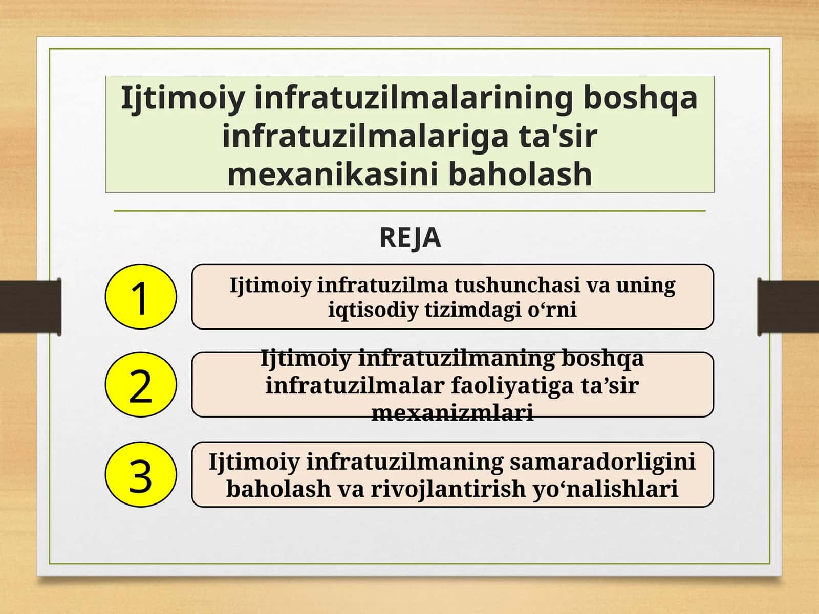 Ijtimoiy infratuzilmalarining boshqa infratuzilmalariga ta'sir mexanikasini baholash 1